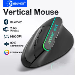 Ratón Vertical RGB 2,4G, inalámbrico, modo Dual, Bluetooth, ergonómico, recargable, silencioso, para PC y portátil RGB Vertical Mouse 2.4G Wireless Mouse Dual Mode Bluetooth Mouse Ergonomic Mouse