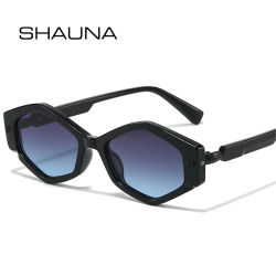 SHAUNA Ins Gafas de sol de moda populares con forma de ojo de gato para mujer, gafas de sol retro con remaches para hombre, gafas de sol con degradado transparente UV400