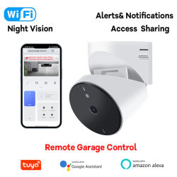 Abridor de puerta de garaje inteligente Tuya WiFi con Monitor de cámara 1080P cámara de garaje inteligente compatible con conversación bidireccional funciona con Alexa Hey Google