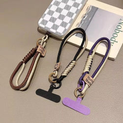 Correas universales tejidas de Color colisión para teléfono, colgante corto de mano, pulsera versátil anticaída, cuerda colgante para teléfono móvil