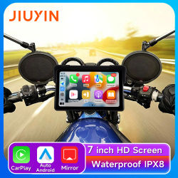 JIUYIN-navegador GPS portátil para motocicleta, pantalla de 7 pulgadas, resistente al agua IPX7, Bluetooth, inalámbrico, Carplay, Android, Auto