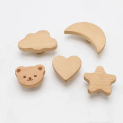 Hermosos tiradores de muebles en forma de corazón, cajón de Luna, pomos de madera, nube de estrella, decoración para niños, tiradores de madera para gabinete