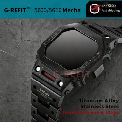 G-Refit V6.0 Mech Robot G5600 DW5600 GWB5600 GMW-B5000 Caja de reloj de titanio GWM5610 de acero inoxidable Correa con bisel metálico MechWarrior