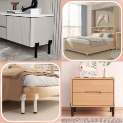4 patas de repuesto multifuncionales de metal/patas de muebles de altura ajustable, adecuadas para gabinetes, sofás, armarios, mesitas de noche