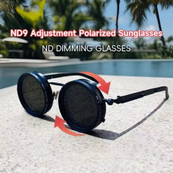 Gafas de sol polarizadas redondas ND9, gafas de sol con atenuación ajustable para hombres y mujeres, gafas de sol Retro Punk para hombre, gafas de pesca para exteriores, gafas de sol UV400