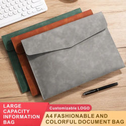 Bolsa para documentos A4 de cuero PU, 7 colores, carpeta de archivos para oficina y viajes, organizador elegante