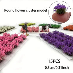 15 Uds. Planta de simulación de racimo de flores en miniatura para diseño de tren ferroviario a escala Ho N/paisaje militar/fabricación de modelos DIY/Diorama