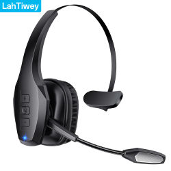 Auriculares Bluetooth para camionero, auriculares inalámbricos con micrófono, auriculares Bluetooth con micrófono dual con cancelación de ruido y botón de silencio