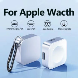 Cargador de reloj inalámbrico portátil tipo C, dos interfaces de 8 pines para Apple Watch S9, 8, 7, 6, 5, 4, 3, 2, 1, SE, Ultra Series, Cargador rápido