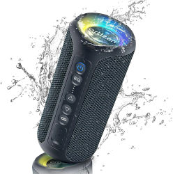 Ortizan X8 Pro Altavoz Bluetooth portátil con sonido estéreo de 40 W, graves ricos, resistente al agua IPX7, tiempo de reproducción 30 horas, luces de colores mezclados, 3 EQ