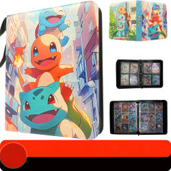 Carpeta para tarjetas PTCG, álbum de cuero Pu con cremallera, resistente al agua, 4/9 bolsillos, 50 páginas, 400/900 ranuras para tarjetas, para coleccionistas de tarjetas, regalos para fanáticos del