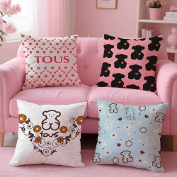 Funda de almohada con diseño de joyería t-tous de marca de moda, funda de almohada estampada para sala de estar, funda de cojín para sofá y decoración de dormitorio
