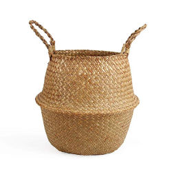 Cestas de almacenamiento de paja y mimbre, maceta colgante de algas marinas, cestas plegables para ropa, cesta para plantas de jardín, decoración del hogar