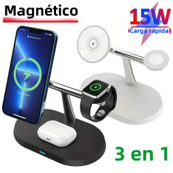 Soporte de cargador inalámbrico magnético para iPhone 15 14 13 12 Pro Max Apple Watch 9 8 7 Airpods Pro 3 en 1 estación de carga rápida para teléfono