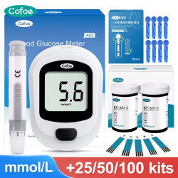 Cofoe Yice medidor de glucosa en sangre tiras reactivas lancetas glucómetro monitor de azúcar en sangre para probador de diabetes dispositivo de salud glucómetro