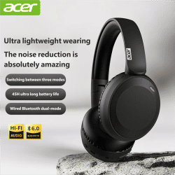 Auriculares inalámbricos Bluetooth Acer OHR205, auriculares plegables sobre la oreja con controladores de 40 mm, Bluetooth multipunto 6.0 para el hogar y la oficina