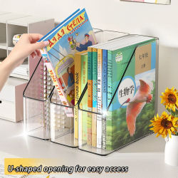 Archivador vertical, organizador de escritorio de PET transparente y contenedores de almacenamiento para revistas, carpetas, cuadernos, sobres, multiusos