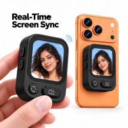 Pantalla magnética inalámbrica para selfies, con sincronización de la pantalla del teléfono y monitor de la cámara trasera, ideal para vlogs, transmisiones en vivo, grabación de video y selfies a