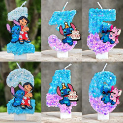 Vela con Número del 0 al 9, Bordado Digital de Anime, Tema de Ángel, Vela para Fiesta Infantil, Regalo para Baby Shower