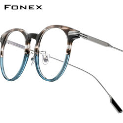 Montura de gafas FONEX de acetato de titanio para mujer, nuevo diseño de marca, gafas redondas Retro Vintage, gafas para hombre, gafas japonesas 85682