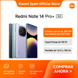 Official | Redmi Note 14 Pro+ 5G, Pantalla AMOLED con bisel ultrafino de 2,07, Duración de la batería de hasta 24 días, Admite llamadas por Bluetooth, 12GB+512GB