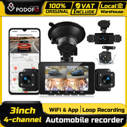 Cámara para Auto Podofo de 3 Pulgadas y 1080P con WiFi, Grabación con Monitor de 480P, Sensor de Gravedad, Ranura para Tarjeta TF, Grabación en Bucle y Visión Nocturna