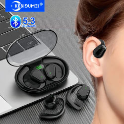 Auriculares Bluetooth 5,3, auriculares con gancho para la oreja, auriculares inalámbricos estéreo HiFi, auriculares impermeables con reducción de ruido para teléfono