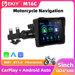 EKIY 5,0 pulgadas inalámbrico CarPlay Moto Android Auto portátil Digital motocicleta tablero GPS navegación pantalla Monitor