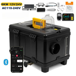 Calentador de aire diésel Universal de 8KW, 12V, 24V, 220V, CA y CC, calentador de estacionamiento todo en uno con Control por aplicación bluetooth para vehículo RV doméstico