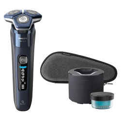 Afeitadora eléctrica Philips S7885, sistema de afeitado de acero de precisión, tecnología SkinIQ + puerto de carga USB-A de aplicación, motor reforzado