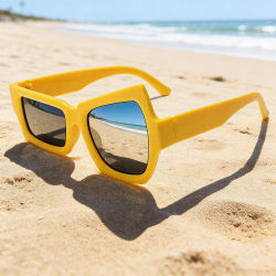 Gafas de Sol Tipo Ceja para Mujer y Hombre, Diseño Poligonal Vintage, Gafas de Sol Cuadradas de Diseñador para Mujer, Gafas de Sol Unisex