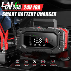 Cargador portátil 10A/20A para baterías Start-Stop, reparación de automóviles y carga rápida para coche, camión, motocicleta AGM LiFePO4 de 12V/24V