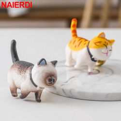 NAIERDI-pomos de armario de gato de dibujos animados, tiradores creativos de resina para muebles, tiradores de cajón de habitación de niños, tiradores de armario coloridos, Herrajes