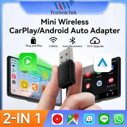 Adaptador Inalámbrico CarPlay Android Auto 2 en 1, USB Tipo-C a Inalámbrico, Bluetooth para VW, Audi, Volvo, Toyota