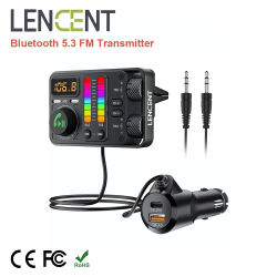 LENCENT Bluetooth 5,3 transmisor FM para coche, reproductor de música de graves y agudos Hi-Fi, cargador de coche rápido PD20W QC18W, anuncio de Radio Bluetooth para coche