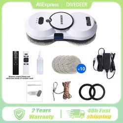 DIVEDEER robot de limpieza de ventanas completamente automático hogar 5600Pa robot de limpieza de ventanas con rociador de agua aspirador anticaída