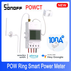 SONOFF POWCT anillo medidor de potencia inteligente ESP32 Chip transformador de corriente 100A Monitor de energía Control de contacto funciona con Alexa IFTTT