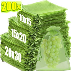 200/10x bolsas de protección de frutas bolsa de red para cultivo de plantas con cordón bolsa de malla antiinsectos a prueba de insectos bolsa de gasa cubierta de verduras
