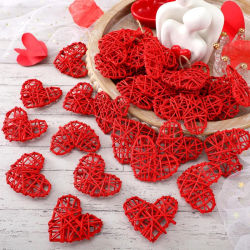 10 Uds. De adornos de corazón para el Día de San Valentín, adornos de corazón de mimbre, rellenos de cuencos para jarrón de San Valentín, decoraciones de San Valentín