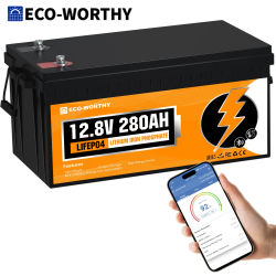 Batería de Litio ECO-WORTHY LiFePO4 280Ah 12V 280ah con Bluetooth, BMS y Protección contra Bajas Temperaturas, Ideal para Casas Móviles y Embarcaciones