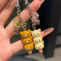 Lindo oso teléfono encantos colgante Kawaii Anime llavero accesorios para llaves mochila iPhone 17Promax Airpods Ins Corea nuevo Y2K