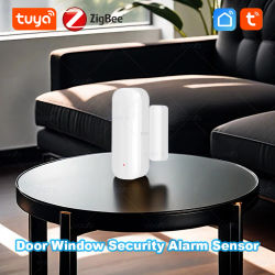 Sensor de ventana de puerta Tuya Zigbee, alarma de seguridad inteligente para el hogar, Detector de contacto antirrobo magnético inalámbrico, Monitor de aplicación remota