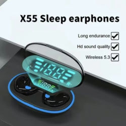 Auriculares inalámbricos X55 para dormir, mini audífonos TWS con Bluetooth, estéreo, ocultos, con micrófono, llamadas HD, impermeables