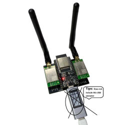 NRF24L01 Versión de Alta Potencia con ESP32-DevKitC+E01C Fuente de Alimentación de 5V2A para Pruebas Bluetooth 2.4G de Larga Distancia