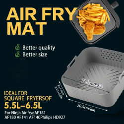 Bandeja para hornear freidora de aire de silicona, revestimientos para freidora de aire de silicona elevados de 5,5-6,2 L cuadrados para Philips-NA230 Ninja 180COSORI