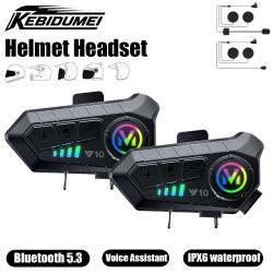 Auriculares para casco con Bluetooth 5.3, reproductor MP3 impermeable IPX6, sonido HD, auriculares inalámbricos para moto con micrófono, accesorios para motocicleta