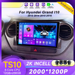 Radio de coche Android 16 para Hyundai Grand I10 2013-2018 reproductor Multimedia navegación GPS Carplay estéreo DVD unidad principal altavoces 2Di
