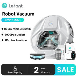 Lefant M320 6000Pa potente Robot aspirador de succión con fregona, tiempo de ejecución de 210 minutos, cubo de basura Visible de 800ML, detección de alfombras