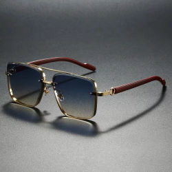 Gafas de Sol Retro Cuadradas de Metal para Hombre o Mujer, Diseño Original de Marca, Gafas de Sol de Piloto con Doble Puente