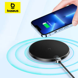 Baseus-cargadores inalámbricos de 15W para iPhone 16, 15, 14, Samsung, pantalla LED, almohadilla de carga inalámbrica de escritorio para Airpods, cargador rápido